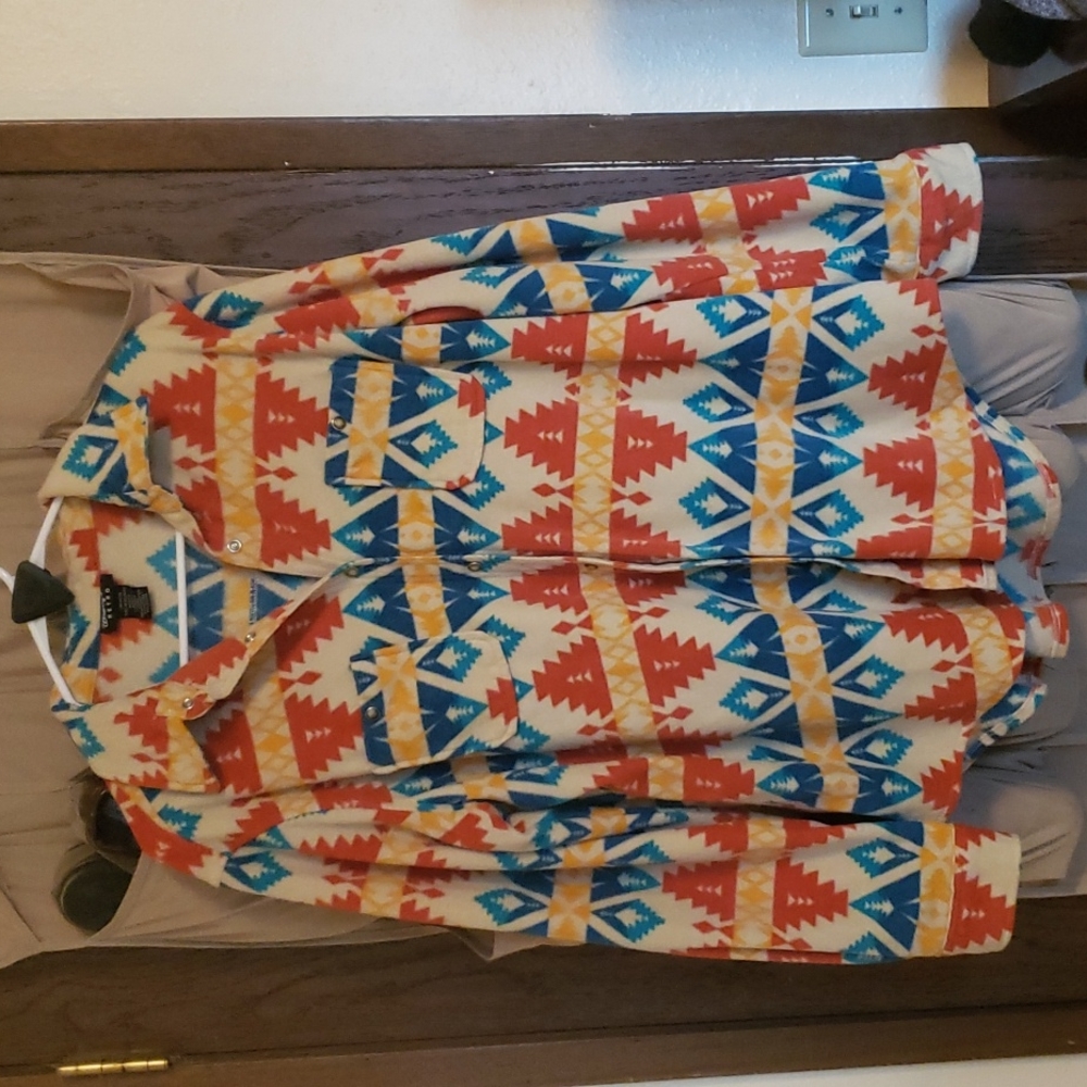 Aztec fleece shacket.